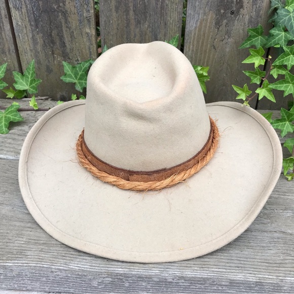 Shady Brady Small Wool Hat Western Ranch Rancher Rope Jute Leather Suede Cowboy - Picture 5 of 12